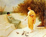 Henry Thomas Schafer Feeding Doves painting